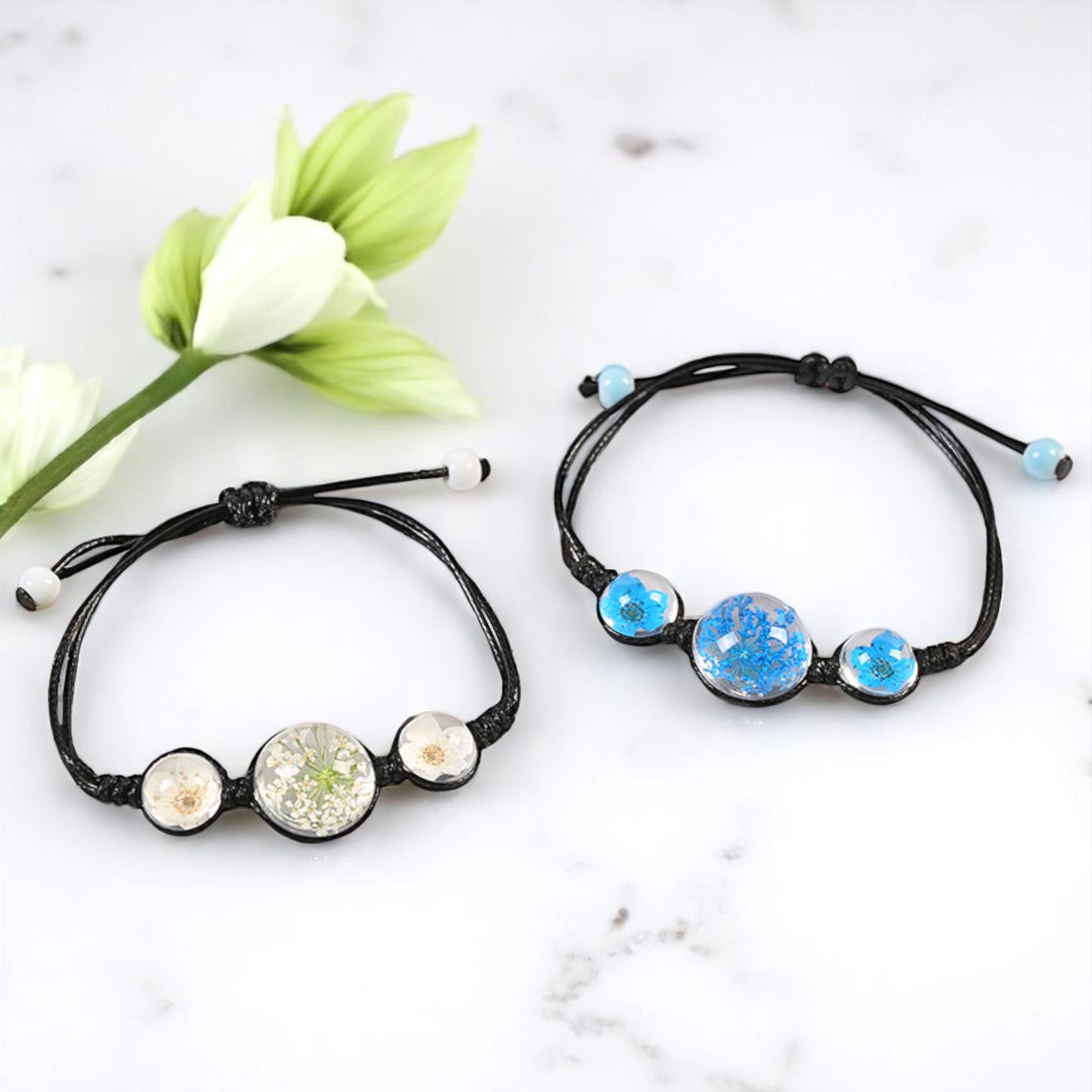 Handmade Adjustable Dried Flower Bracelet - Elegant and Colorful Designs, Unique Bracelets, Gift for Nature Lovers, Eco-Friendly Jewelry, nature-inspired, Nature-inspired Bracelet,
