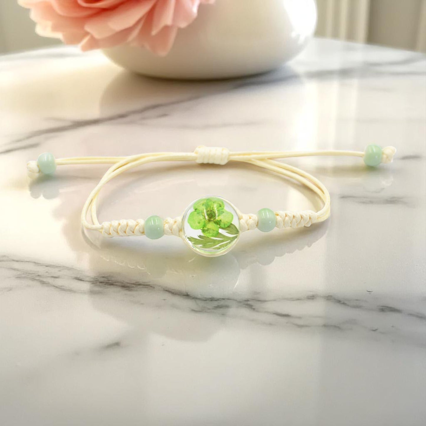 Handcrafted Floral Resin Adjustable Bracelets with Flower and Leaf – Nature-Inspired Jewelry, Unique Gift Ideas, Real Flower Encased in Resin, Handcrafted Resin Bracelets,