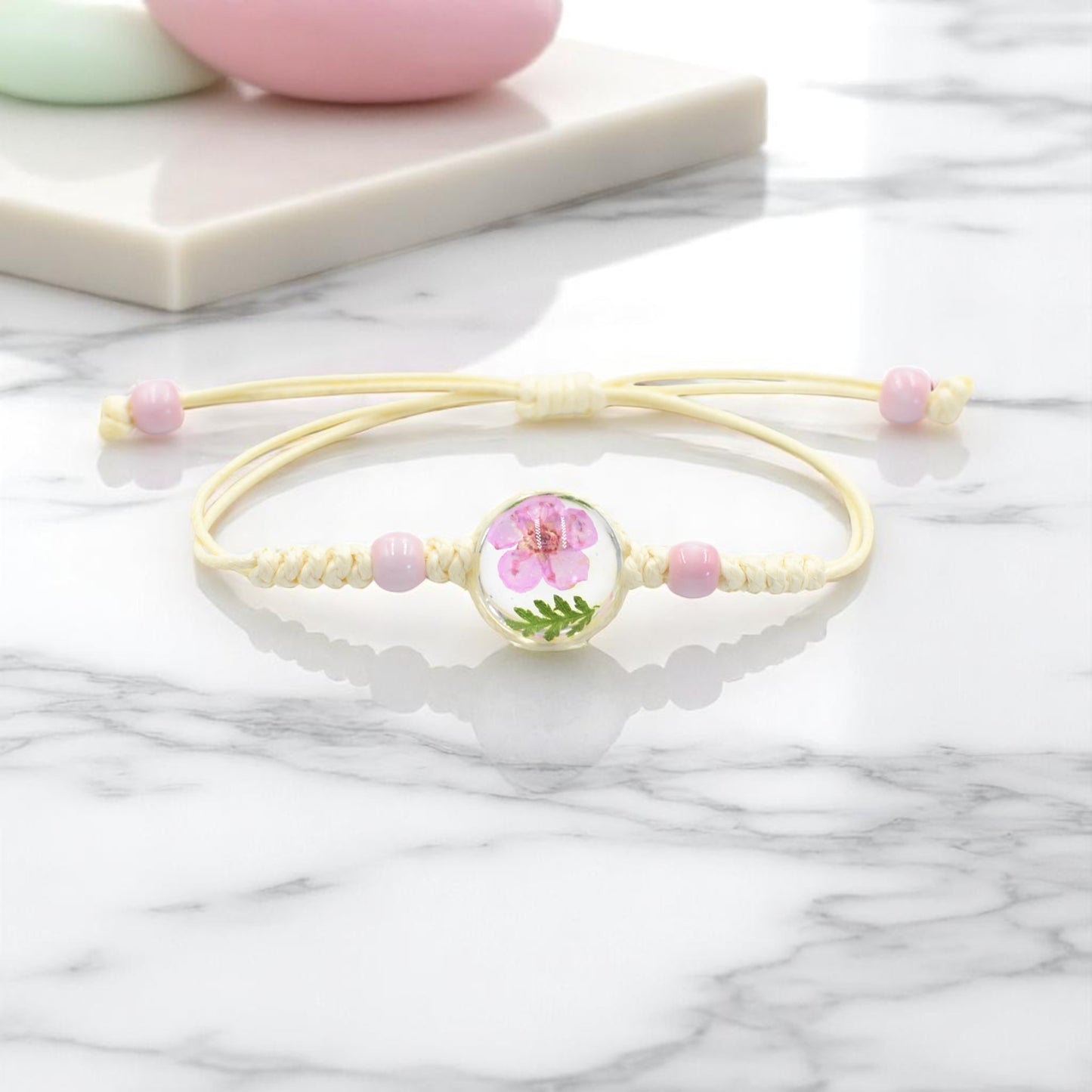 Handcrafted Floral Resin Adjustable Bracelets with Flower and Leaf – Nature-Inspired Jewelry, Unique Gift Ideas, Real Flower Encased in Resin, Handcrafted Resin Bracelets,