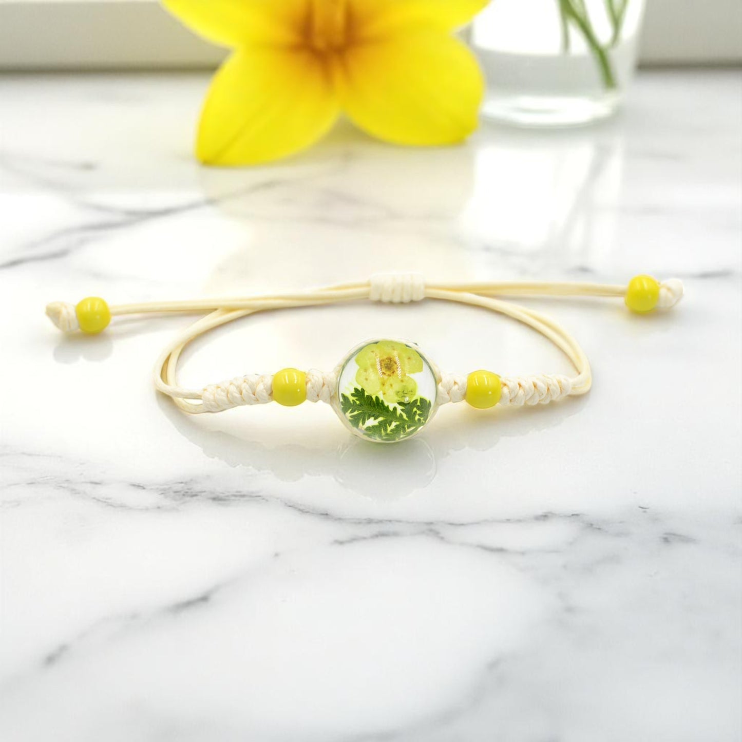 Handcrafted Floral Resin Adjustable Bracelets with Flower and Leaf – Nature-Inspired Jewelry, Unique Gift Ideas, Real Flower Encased in Resin, Handcrafted Resin Bracelets,