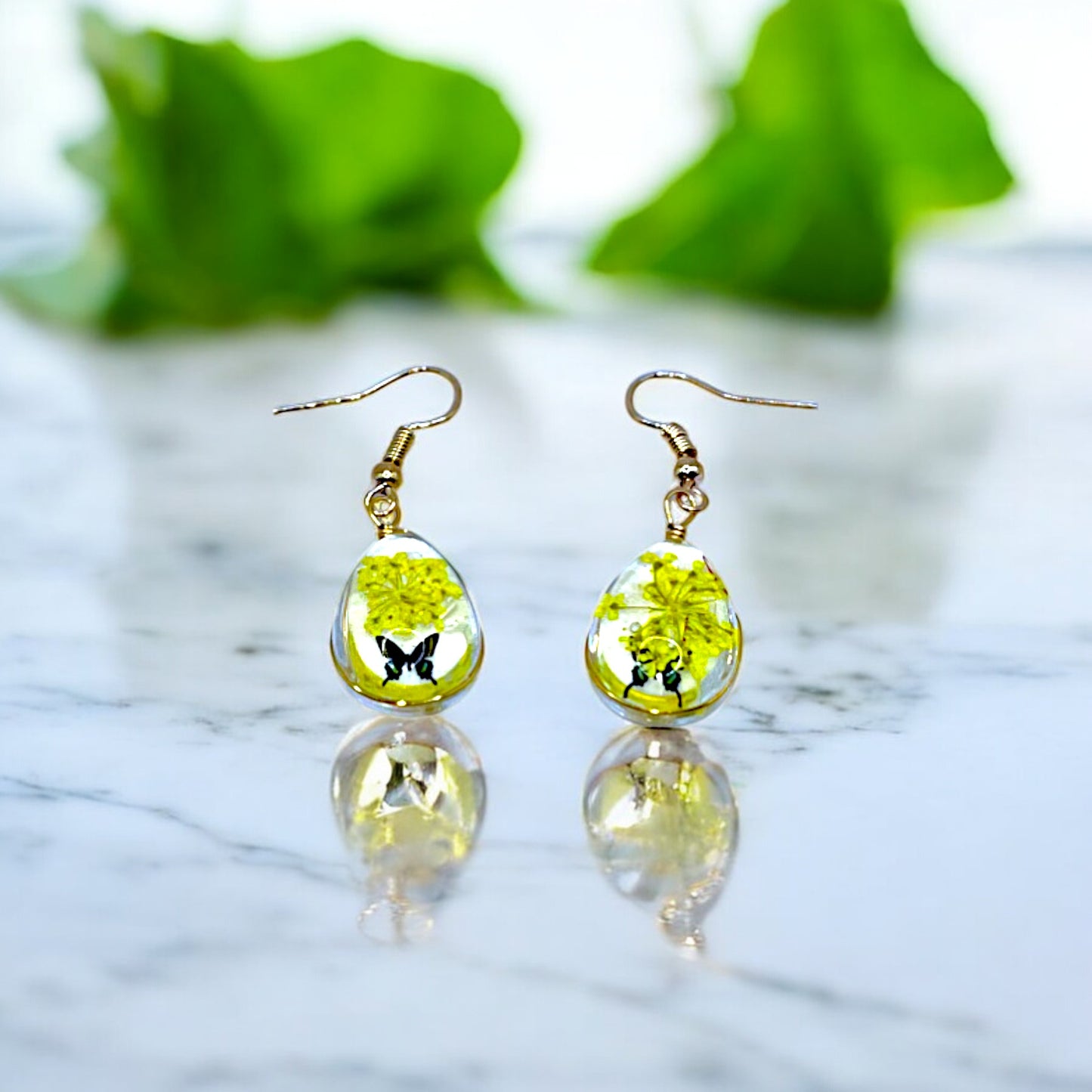 Whimsical Butterfly & Floral Drop Earrings – Handcrafted Nature-Inspired Jewelry, Resin Dangle Earrings, Colorful Spring Garden Design, Gift for Nature Lovers