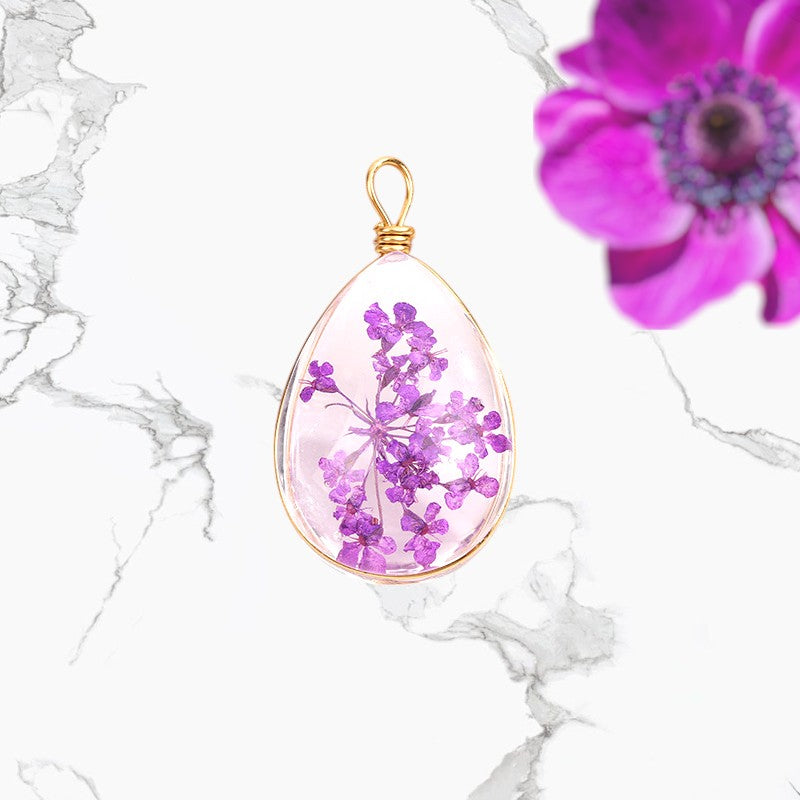 Handmade Dried Flower Resin Teardrop Necklace – Colorful Nature-Inspired Jewelry Charms, Unique Jewelry, Eco-Friendly Necklace, Colorful Floral Pendant