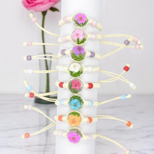 Handcrafted Floral Resin Adjustable Bracelets with Flower and Leaf – Nature-Inspired Jewelry, Unique Gift Ideas, Real Flower Encased in Resin, Handcrafted Resin Bracelets,