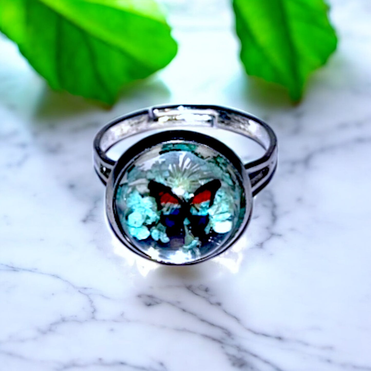 Butterfly Resin Rings – Vibrant Nature-Inspired Jewelry, Colorful Garden-Inspired Accessories, Handmade Gift for Nature Lovers