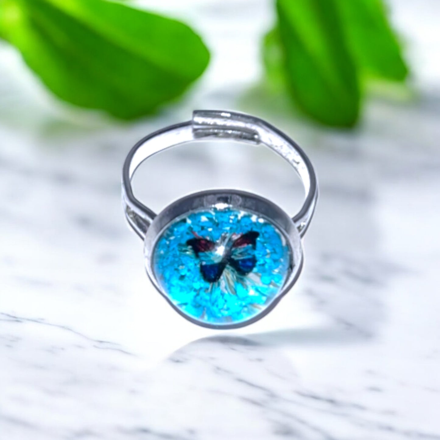 Butterfly Resin Rings – Vibrant Nature-Inspired Jewelry, Colorful Garden-Inspired Accessories, Handmade Gift for Nature Lovers