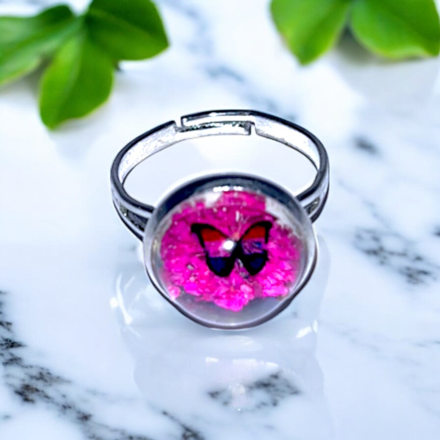 Butterfly Resin Rings – Vibrant Nature-Inspired Jewelry, Colorful Garden-Inspired Accessories, Handmade Gift for Nature Lovers
