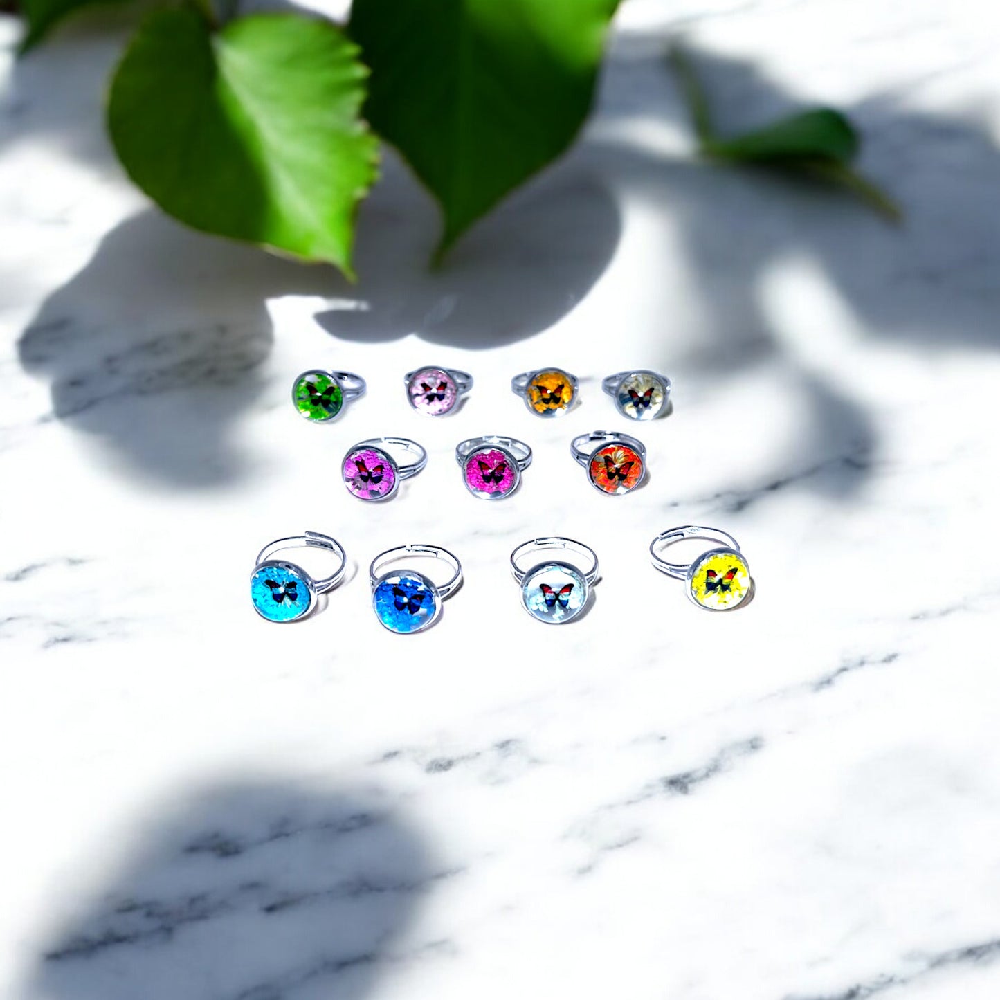 Butterfly Resin Rings – Vibrant Nature-Inspired Jewelry, Colorful Garden-Inspired Accessories, Handmade Gift for Nature Lovers