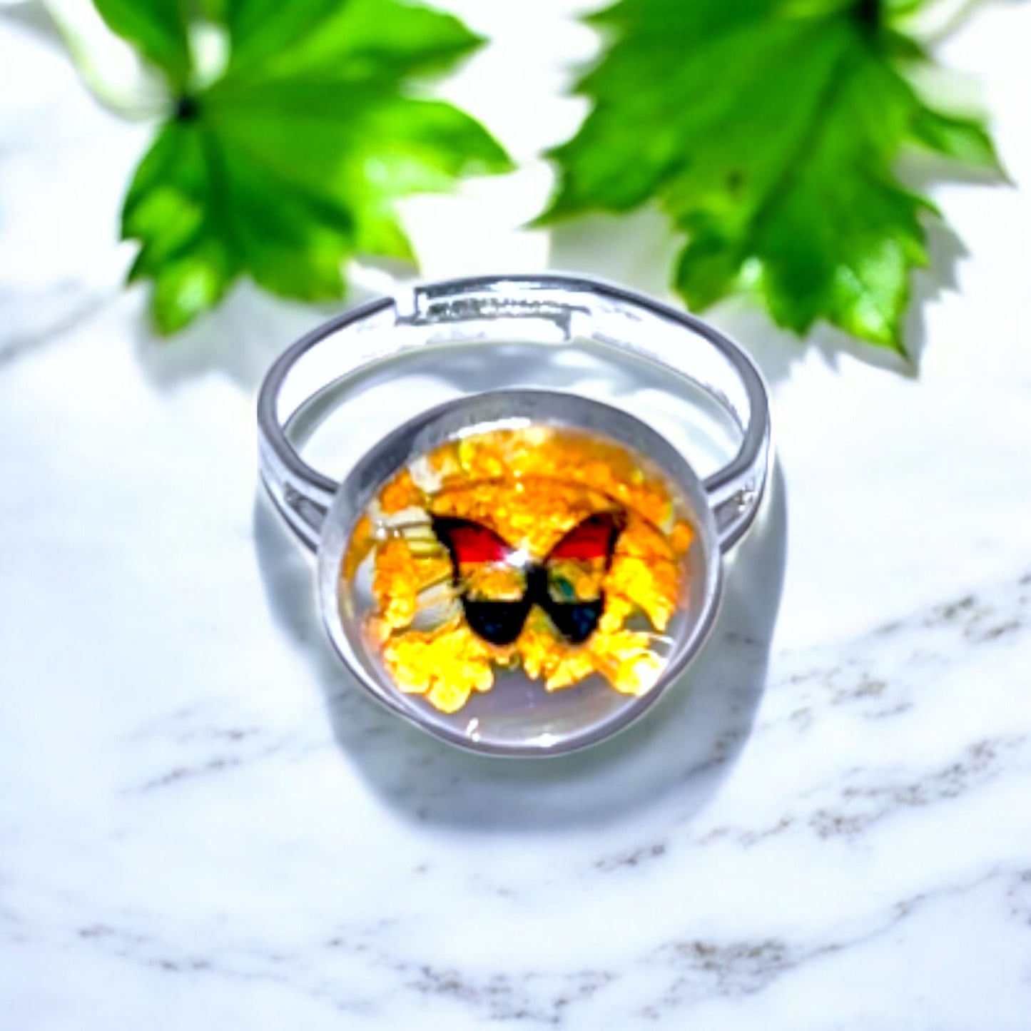 Butterfly Resin Rings – Vibrant Nature-Inspired Jewelry, Colorful Garden-Inspired Accessories, Handmade Gift for Nature Lovers