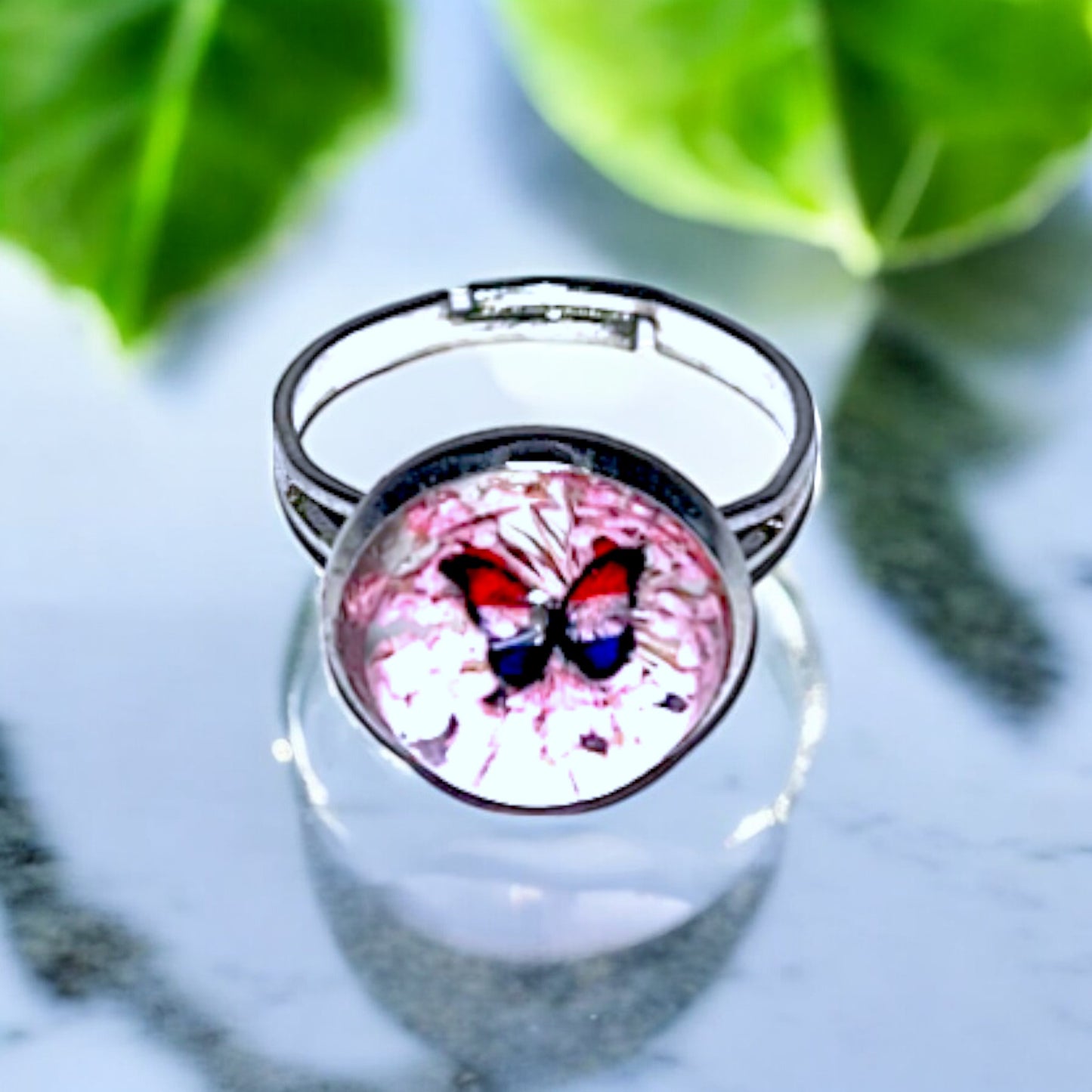 Butterfly Resin Rings – Vibrant Nature-Inspired Jewelry, Colorful Garden-Inspired Accessories, Handmade Gift for Nature Lovers