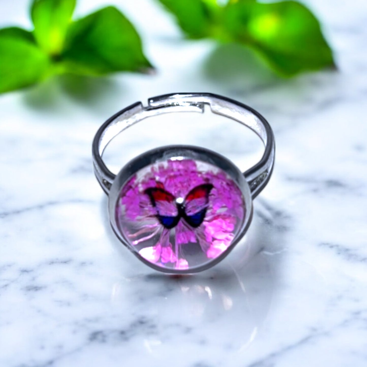 Butterfly Resin Rings – Vibrant Nature-Inspired Jewelry, Colorful Garden-Inspired Accessories, Handmade Gift for Nature Lovers