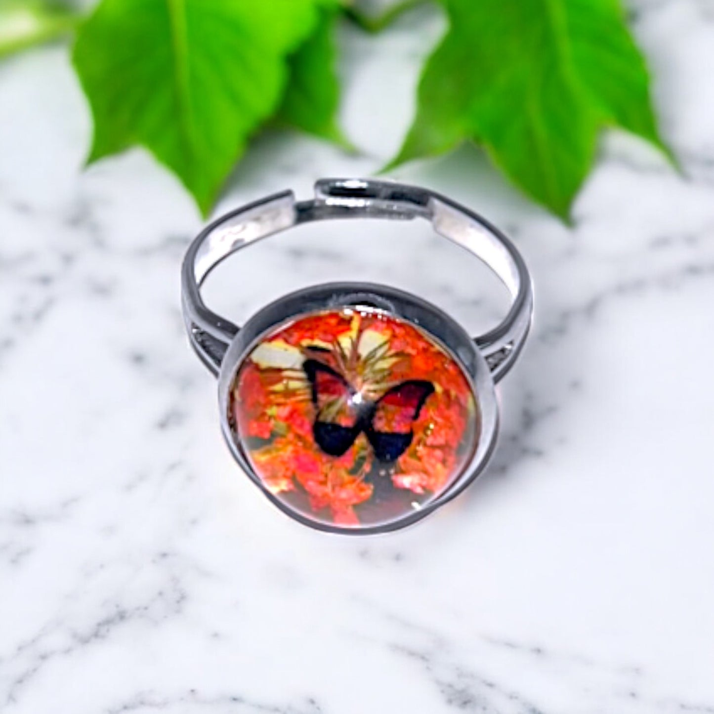 Butterfly Resin Rings – Vibrant Nature-Inspired Jewelry, Colorful Garden-Inspired Accessories, Handmade Gift for Nature Lovers