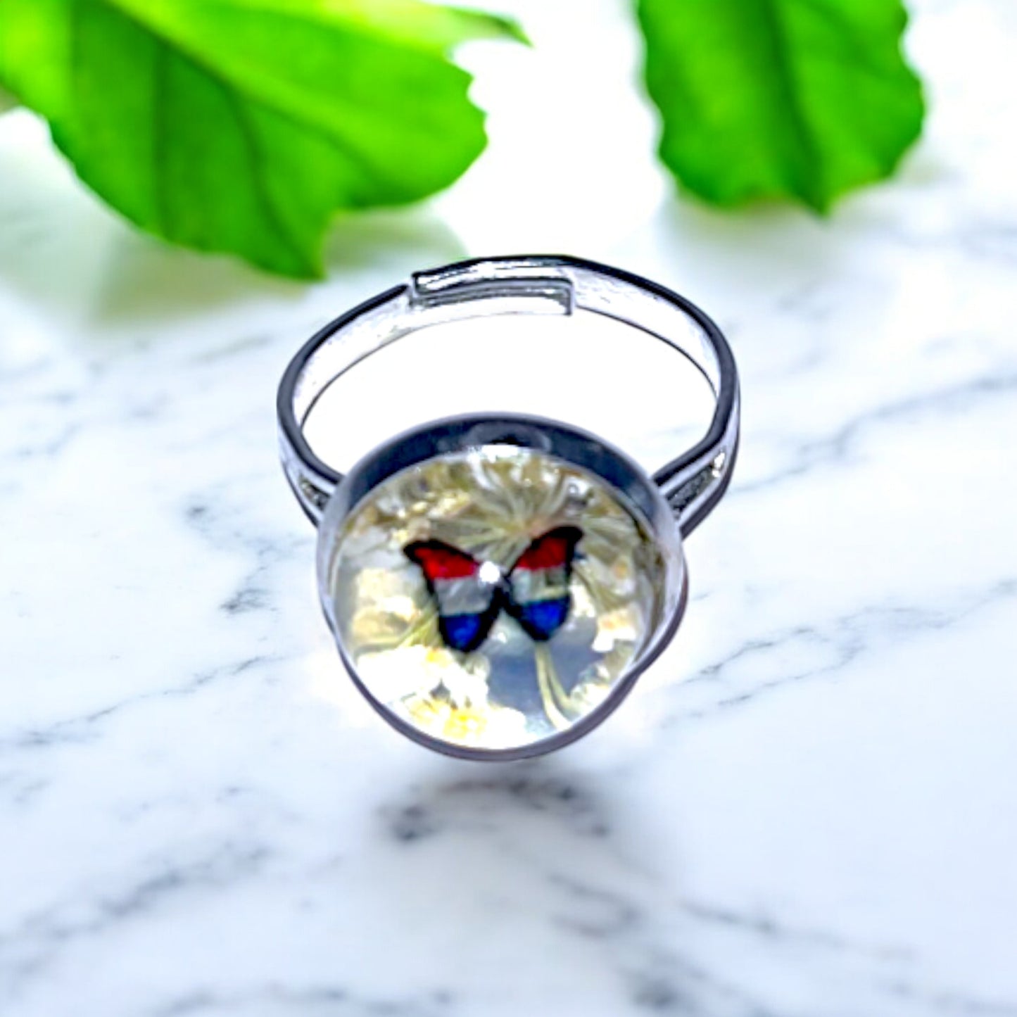 Butterfly Resin Rings – Vibrant Nature-Inspired Jewelry, Colorful Garden-Inspired Accessories, Handmade Gift for Nature Lovers