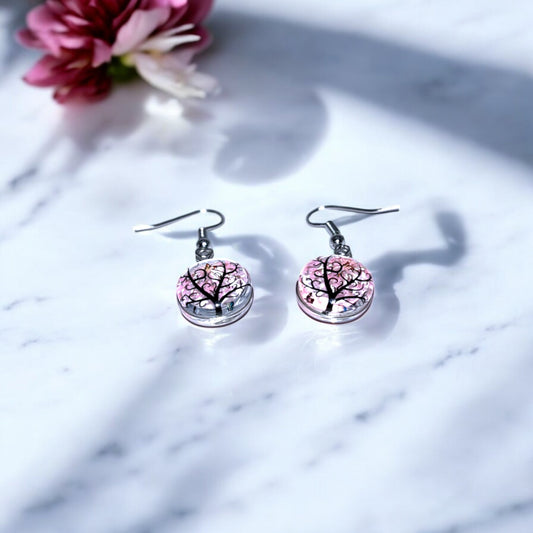 Handmade Tree of Life Resin Earrings – Seasonal Nature-Inspired Dangle Jewelry, Colorful Botanical Earrings, Unique Gifts for Nature Lovers