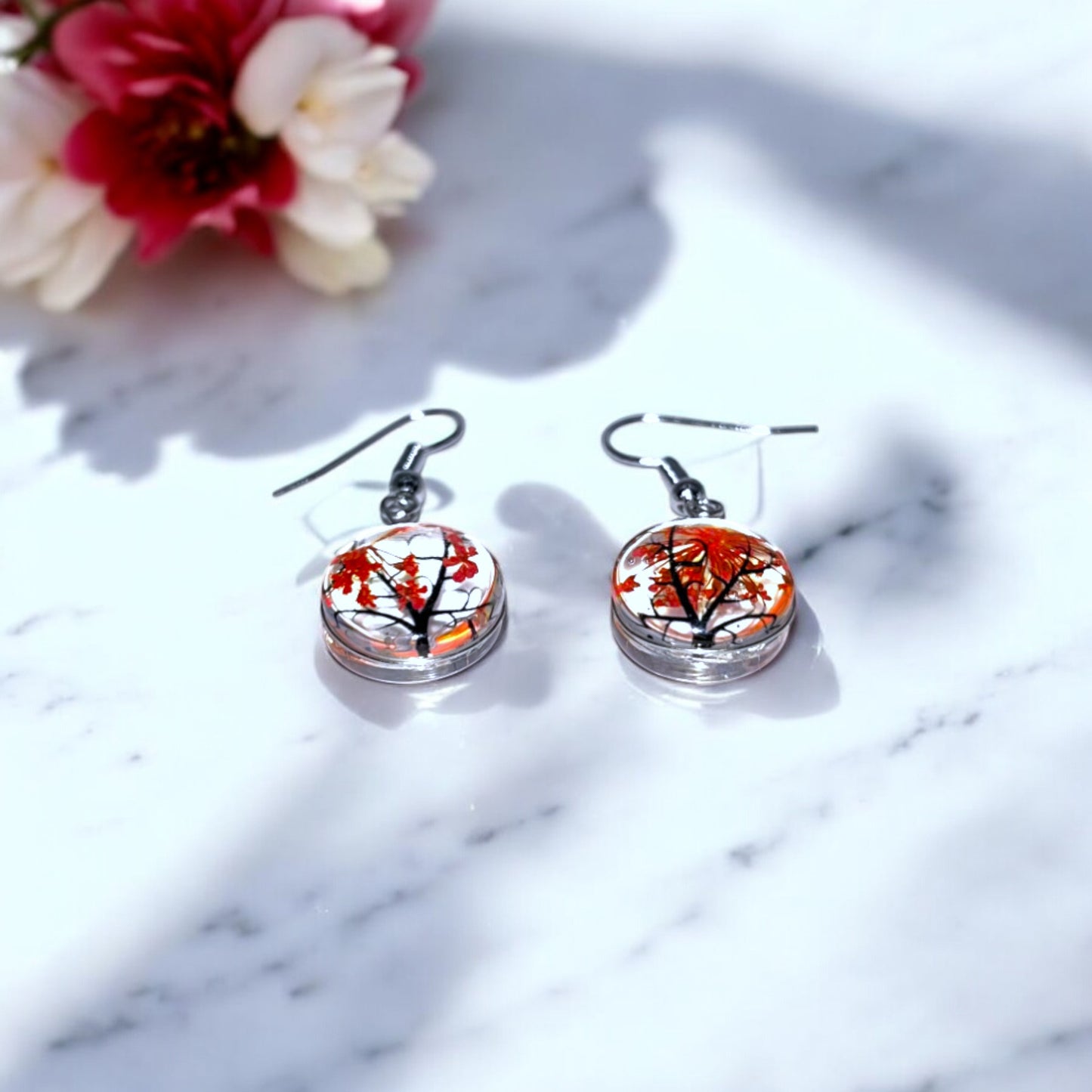 Handmade Tree of Life Resin Earrings – Seasonal Nature-Inspired Dangle Jewelry, Colorful Botanical Earrings, Unique Gifts for Nature Lovers