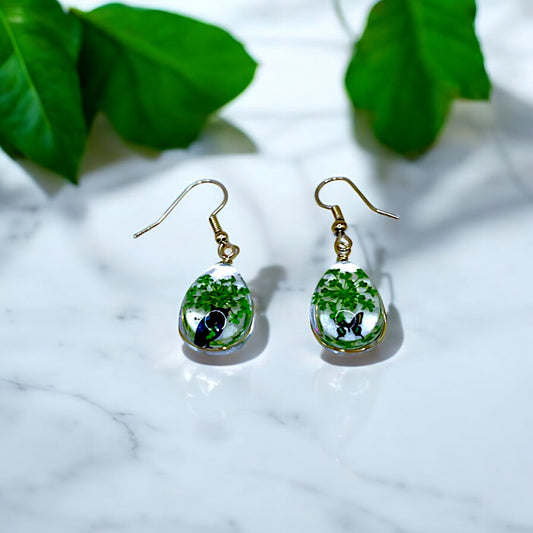 Whimsical Butterfly & Floral Drop Earrings – Handcrafted Nature-Inspired Jewelry, Resin Dangle Earrings, Colorful Spring Garden Design, Gift for Nature Lovers