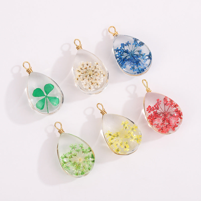 Handmade Dried Flower Resin Teardrop Necklace – Colorful Nature-Inspired Jewelry Charms, Unique Jewelry, Eco-Friendly Necklace, Colorful Floral Pendant