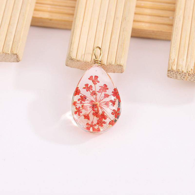 Handmade Dried Flower Resin Teardrop Necklace – Colorful Nature-Inspired Jewelry Charms, Unique Jewelry, Eco-Friendly Necklace, Colorful Floral Pendant