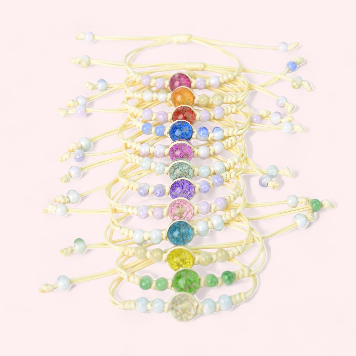 Handcrafted Floral Charm Beaded Bracelets with Small Flowers – Adjustable and Vibrant, boho jewelry, spiritual accessories, unique gift, artisan handmade jewelry