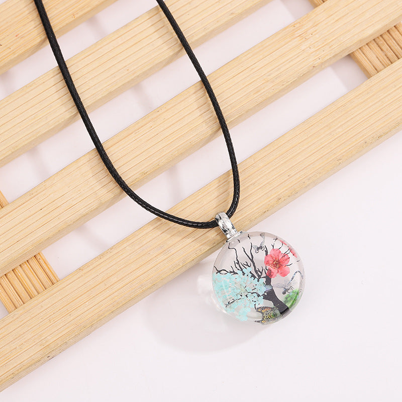 Handcrafted Four Seasons Tree Pendant Necklace – Resin Art Jewelry with Adjustable Chain, Nature-Inspired Pendant, Handmade Tree Necklaces, Round and Rectangle Tree Necklaces, Seasonal Jewelry Gift