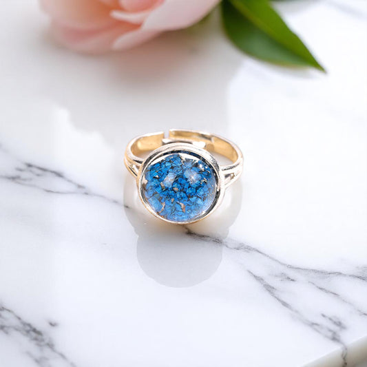 Handmade Resin Flower Adjustable Rings – Dried Floral Jewelry, Nature-Inspired Jewelry, Romantic Gift Ideas, Spring Jewelry Collection, Eco-Friendly Jewelry, Unique Gift,