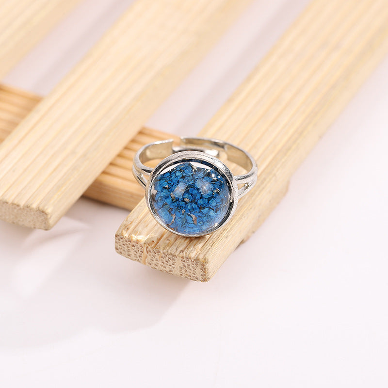 Handmade Resin Flower Adjustable Rings – Dried Floral Jewelry, Nature-Inspired Jewelry, Romantic Gift Ideas, Spring Jewelry Collection, Eco-Friendly Jewelry, Unique Gift,